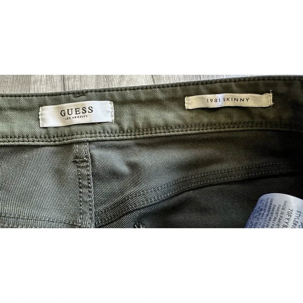 Guess 1981 Skinny Jeans Mid Rise Medium Wash Denim Women's Size 29‎ Green